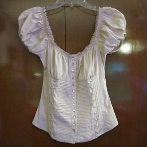 Cream button down 2b bebe off shoulder top